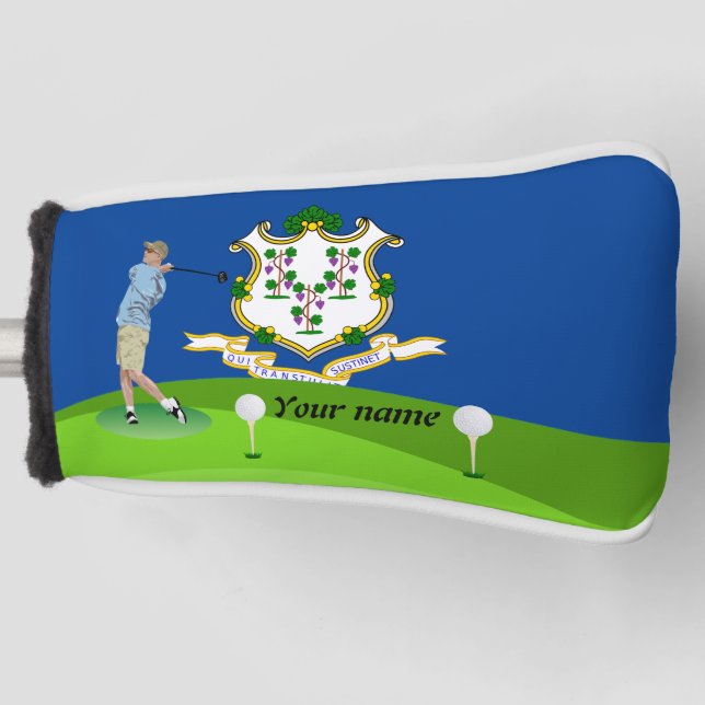 Connecticut flag golf head cover (Front)