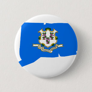 Connecticut Flag Map 6 Cm Round Badge