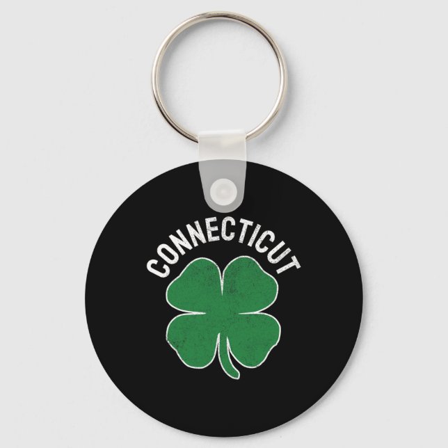 Connecticut Gift St. Patrick's Day Shamrock Irish- Key Ring (Front)