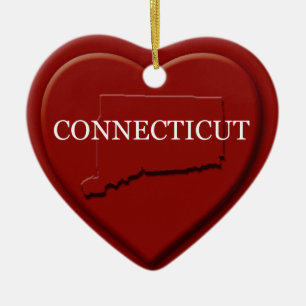 Connecticut Heart Map Christmas Ornament
