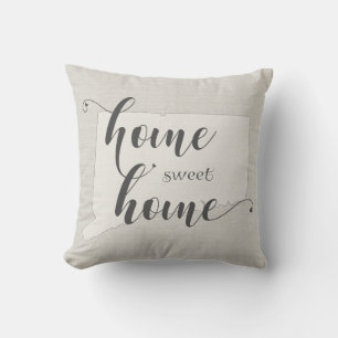 Connecticut - Home Sweet Home burlap-look Cushion