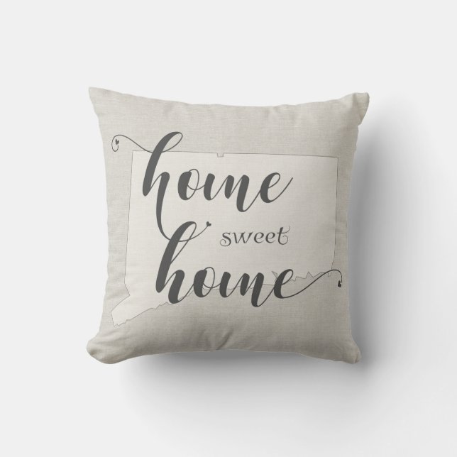 Connecticut - Home Sweet Home burlap-look Cushion (Front)