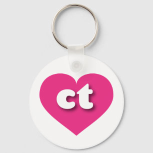 Connecticut hot pink heart - I love ct Key Ring