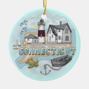Connecticut Lighthouse Ceramic Tree Decoration
