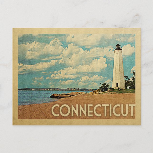Connecticut Lighthouse Vintage Travel Postcard (Front)