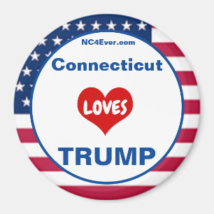 Connecticut LOVES TRUMP Patriotic Fridge Magnet