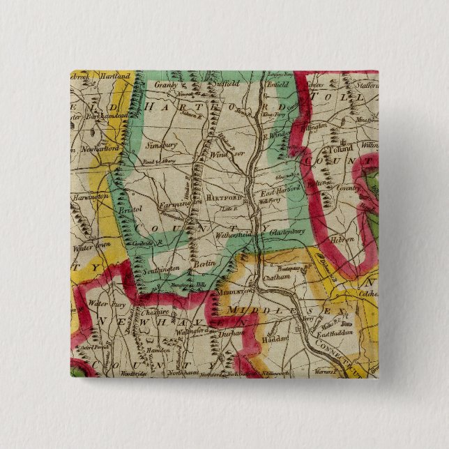 Connecticut Map 15 Cm Square Badge (Front)