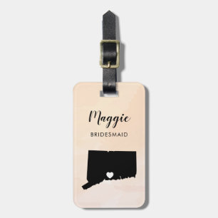 Connecticut Map Luggage Tag, Wedding Party Welcome Luggage Tag