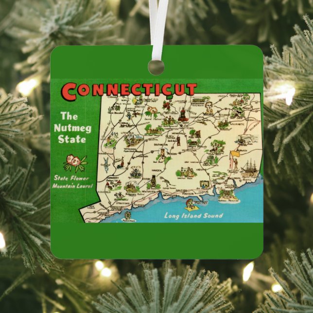  Connecticut Map Metal Tree Decoration (Insitu)