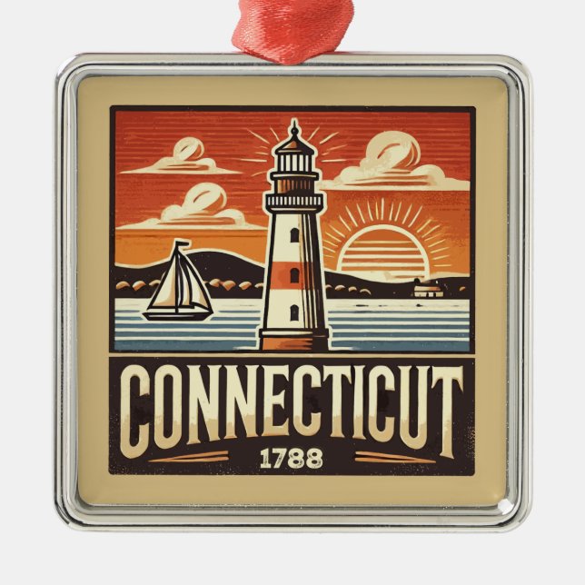 Connecticut Metal Tree Decoration (Front)