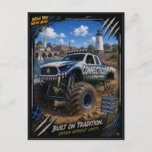 Connecticut Monster Truck Off Road Art Postcard