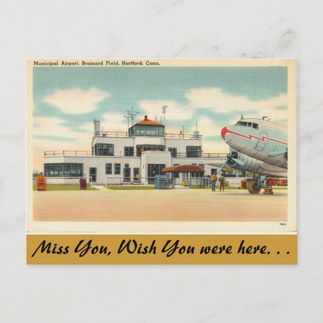 Connecticut, Municipal Airport, Hartford Postcard (Front)