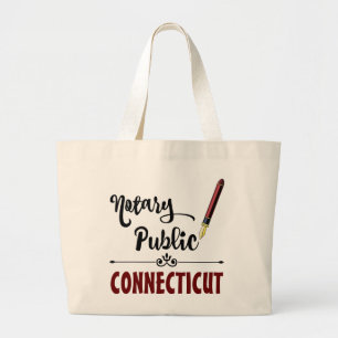Connecticut Notary Public Ink Pen Large Tote Bag
