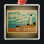 Connecticut Ornament Vintage Travel<br><div class="desc">A cool vintage style Connecticut ornament featuring a lighthouse on the cliff shore,  overlooking the Atlantic ocean.</div>
