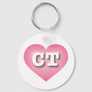 Connecticut Pink Fade Heart - Big Love Key Ring
