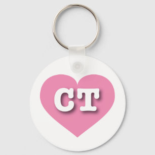 Connecticut Pink Heart - I love CT Key Ring