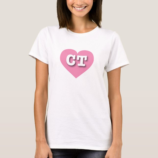 Connecticut Pink Heart - I love CT T-Shirt (Front)