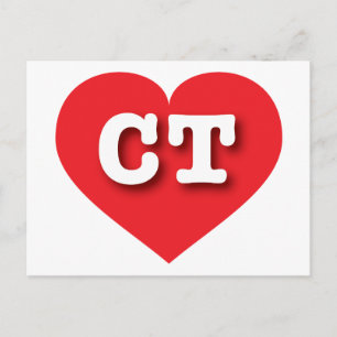 Connecticut Red Heart - I love CT Postcard