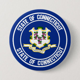 Connecticut Round Emblem 7.5 Cm Round Badge