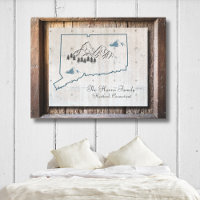 Connecticut Rustic Wood Frame State Canvas Art