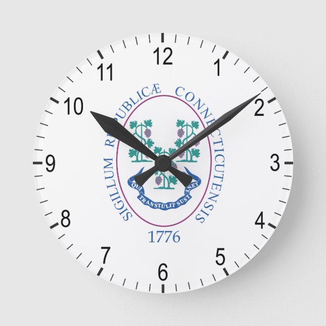 Connecticut sign round clock (Front)