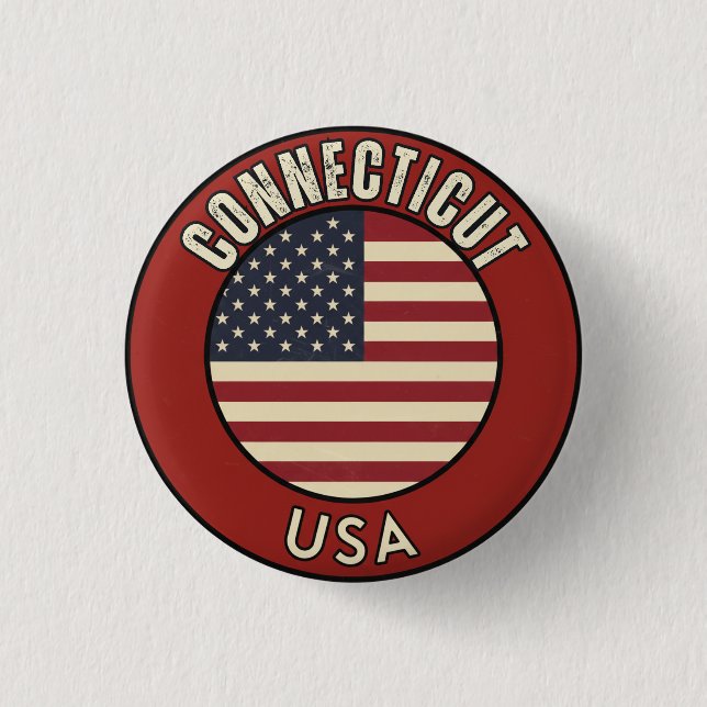 Connecticut State 3 Cm Round Badge (Front)