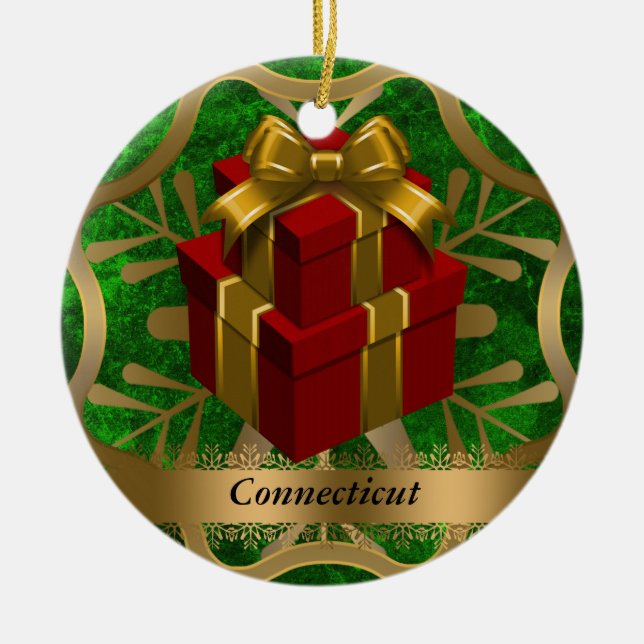 Connecticut State Christmas Ornament (Front)