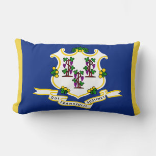 Connecticut State Flag Print Patriotic Lumbar Cushion
