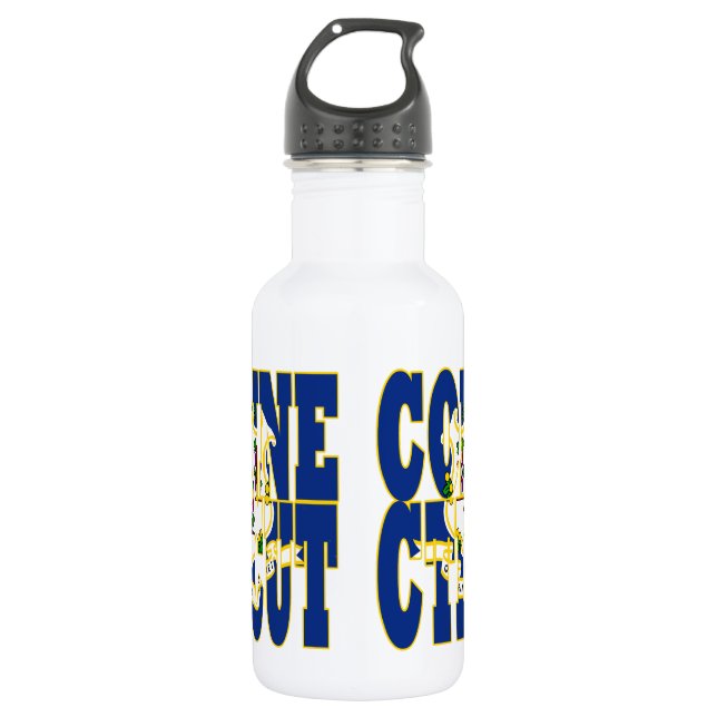 Connecticut state flag text 532 ml water bottle (Front)