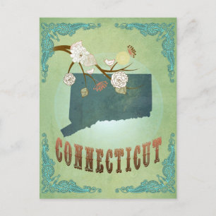 Connecticut State Map – Green Postcard