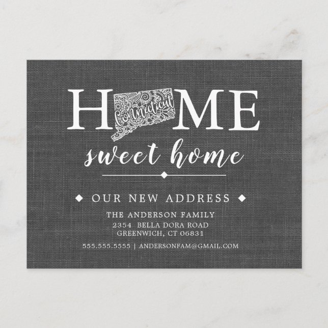 CONNECTICUT State Moving Announcement Post Card (Front)