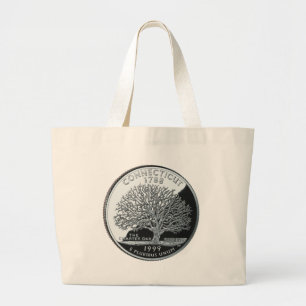 Connecticut State Quarter Large Tote Bag