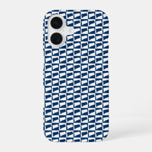 Connecticut State Silhouette Pattern Blue White iPhone 16 Case
