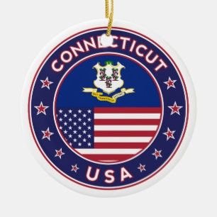 Connecticut sticker, USA States Ceramic Tree Decoration