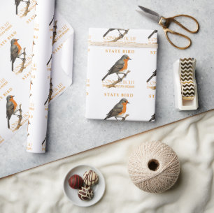 Connecticut Territory Bird The Turdus Migratorious Wrapping Paper