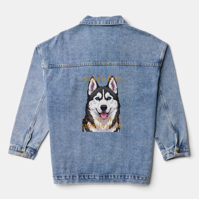 Connecticut Territory Dog Siberian Husky Denim Jacket (Back)