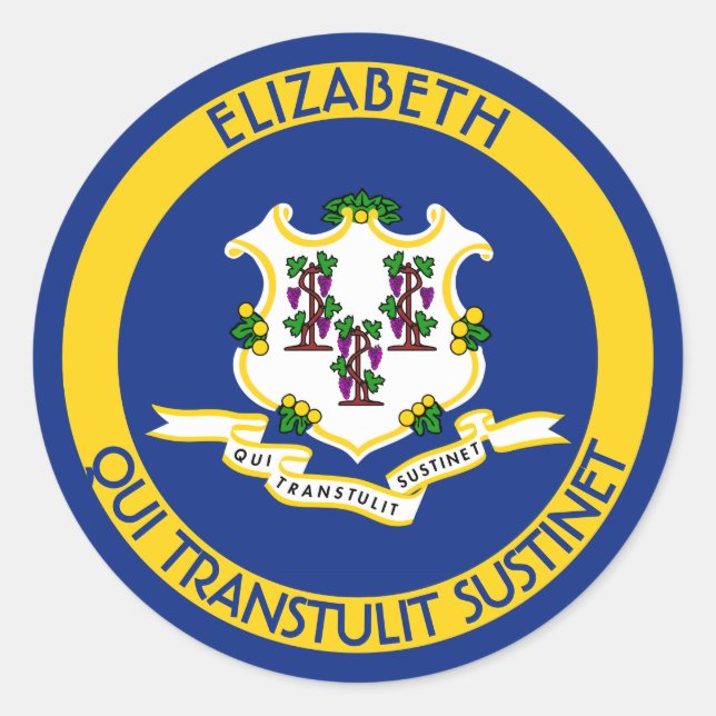 Connecticut The Constitution State Personal Flag Classic Round Sticker (Front)