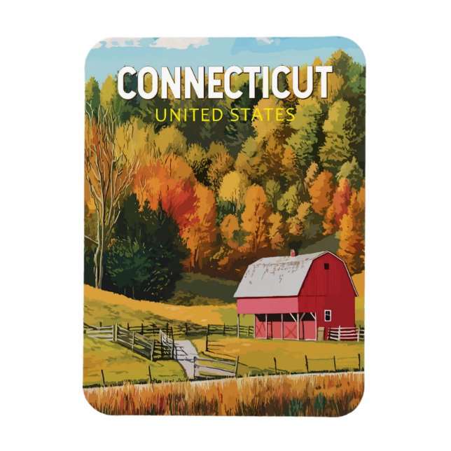 Connecticut Travel Art Vintage Magnet (Vertical)