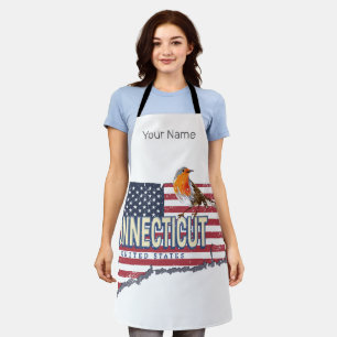 Connecticut united states retro state map vintage apron