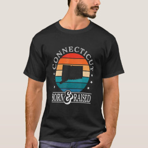 Connecticut Usa Born & Raised Retro Us State Pride T-Shirt