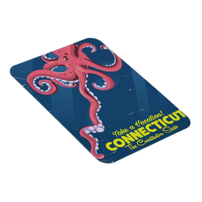Connecticut USA Octopus vintage travel poster Magnet (Right Side)