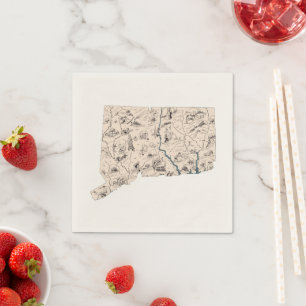 Connecticut Vintage Picture Map Napkin
