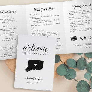 Connecticut Wedding Welcome Letter & Itinerary Tri-Fold Programme