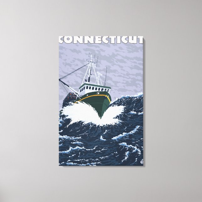 ConnecticutCrab Fishing Boat Scene Canvas Print (Front)