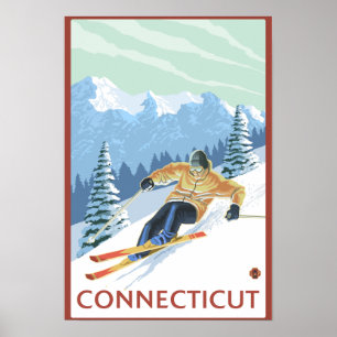 ConnecticutDownhill Skier Scene Poster