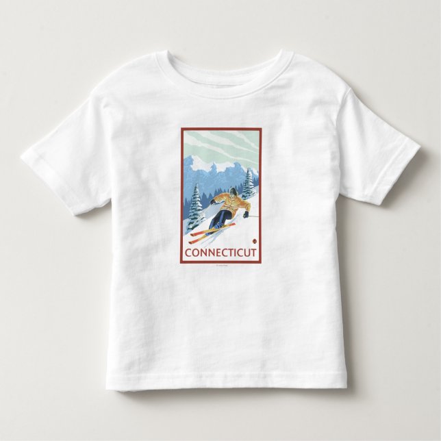 ConnecticutDownhill Skier Scene Toddler T-Shirt (Front)