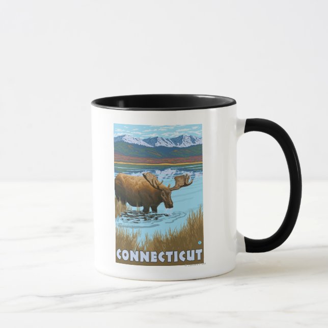 ConnecticutMoose Drinking in Lake Mug (Right)