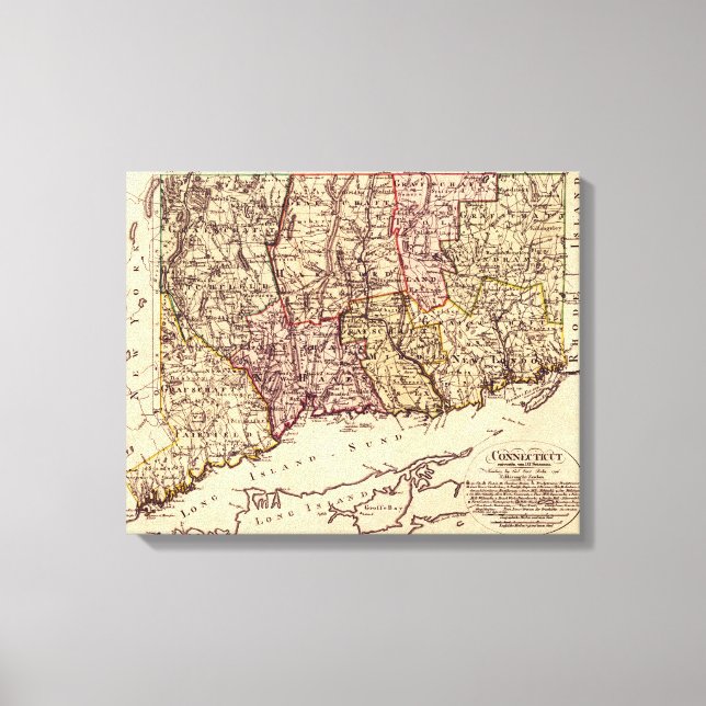 ConnecticutPanoramic MapConnecticut 2 Canvas Print (Front)