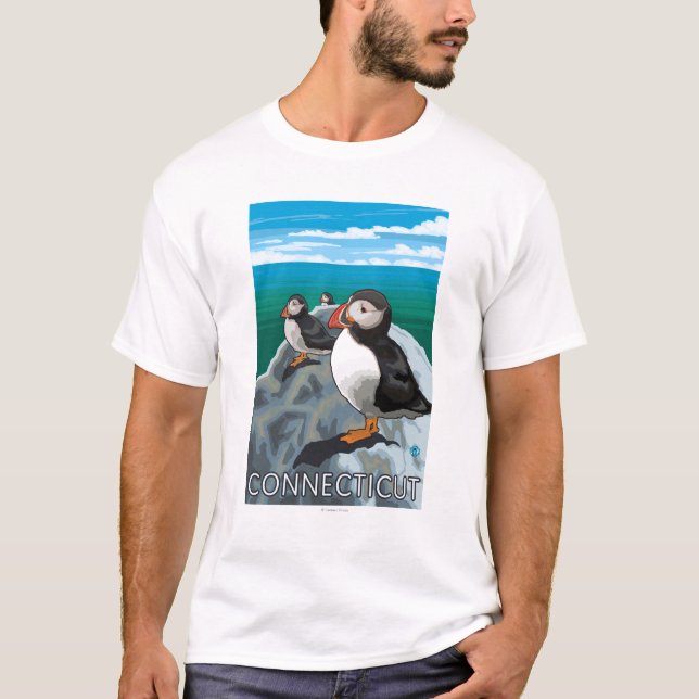 ConnecticutPuffins Scene T-Shirt (Front)