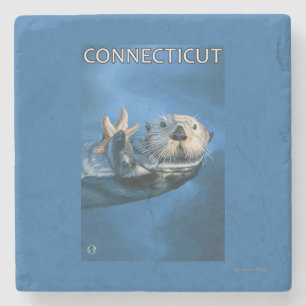 ConnecticutSea Otter Scene Stone Coaster